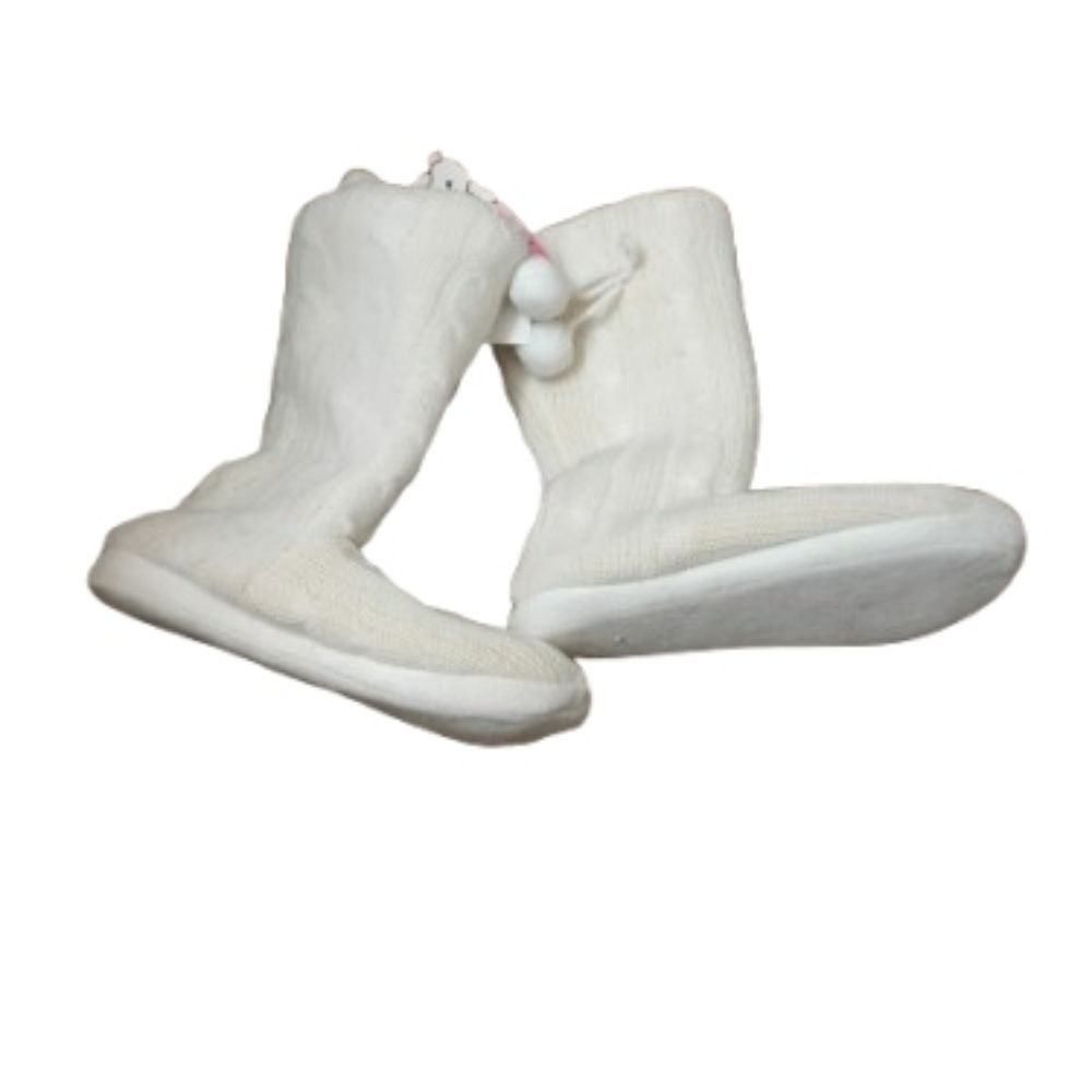 Late 2000s 2010s Pink Cookie Knit Foam Boot Style House Slippers
